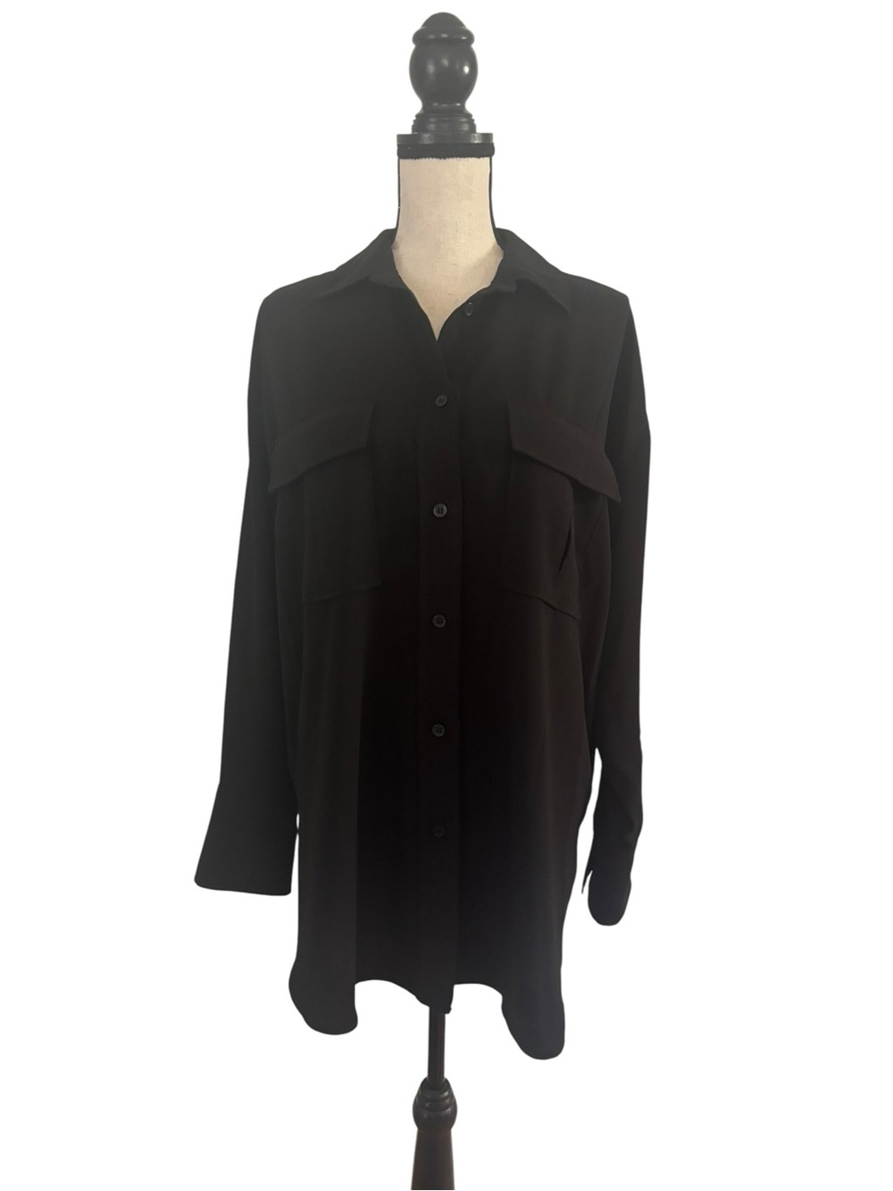 H&M Black Lightweight Button-Up Shirt Jacket